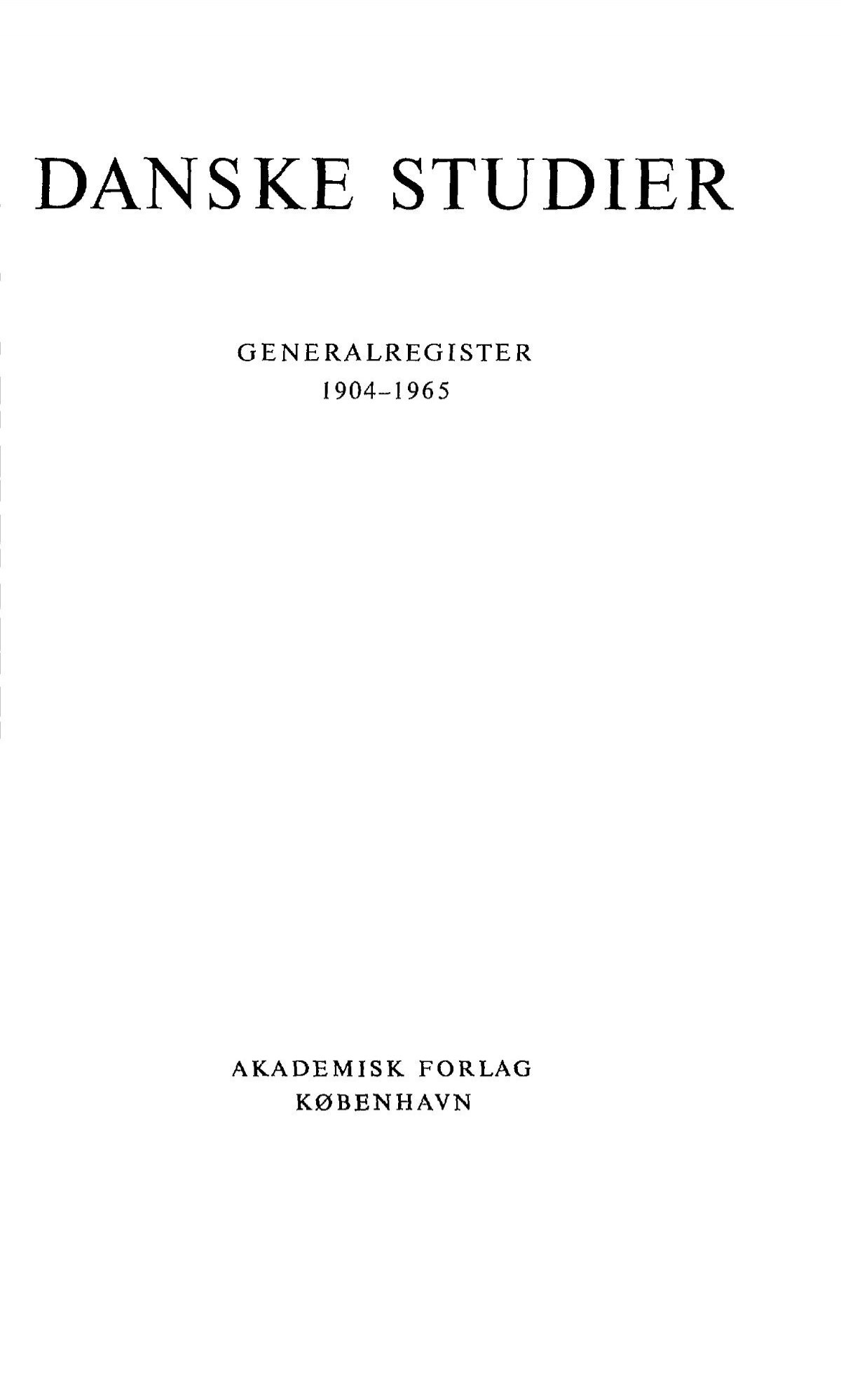 Register 1904 - - Danske Studier