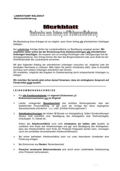 Merkblatt Nachweise Z L Antrag Landratsamt Waldshut