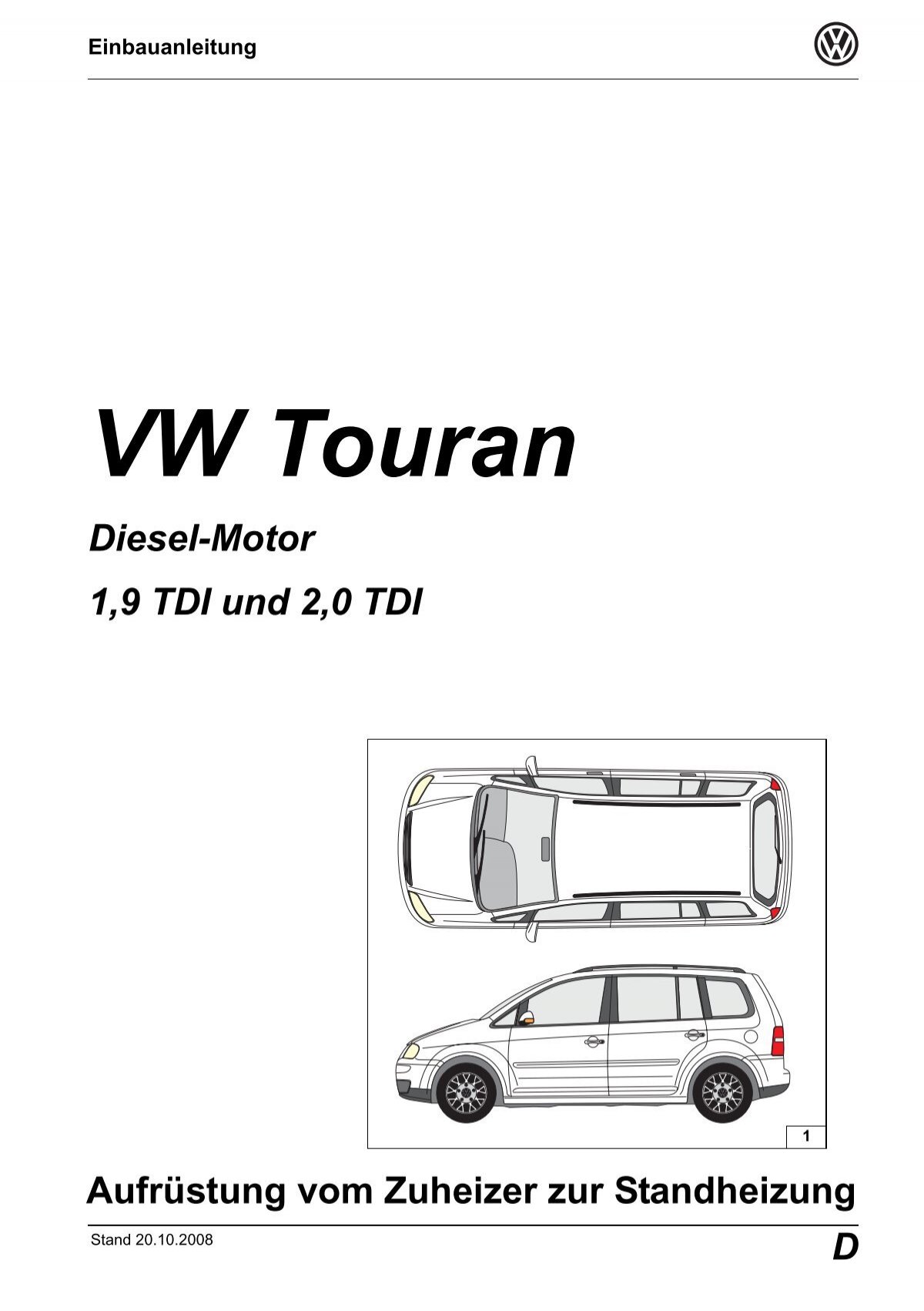 Original VW Touran (5T) Standheizung Klimabedienteil TDI Diesel,  Nachrüstung wie ab Werk