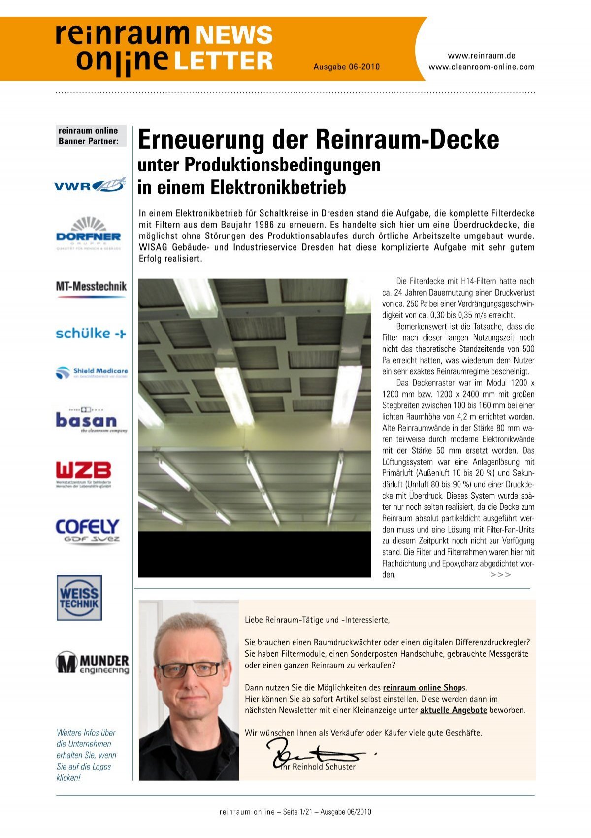 Erneuerung der Reinraum-Decke - WA Schuster GmbH Stuttgart