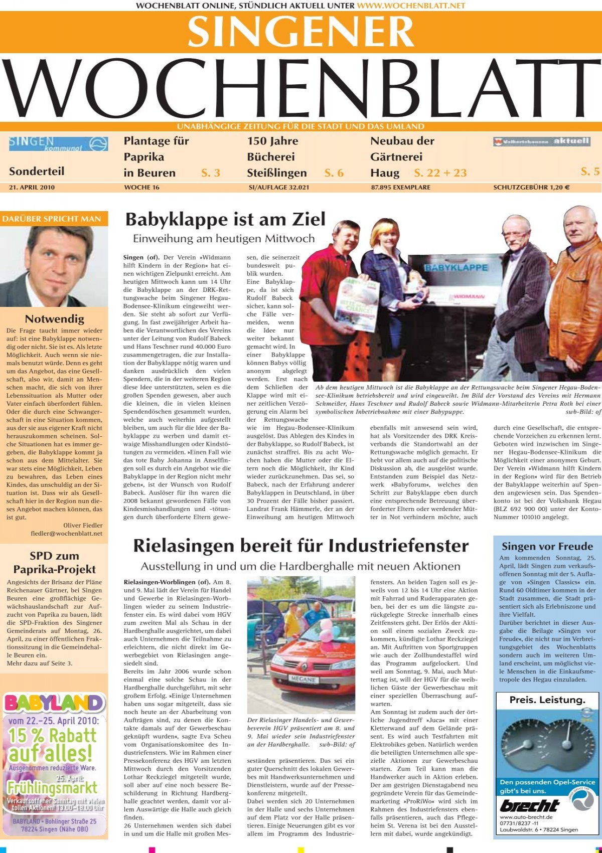 21. Apr. 2010 - Singener Wochenblatt