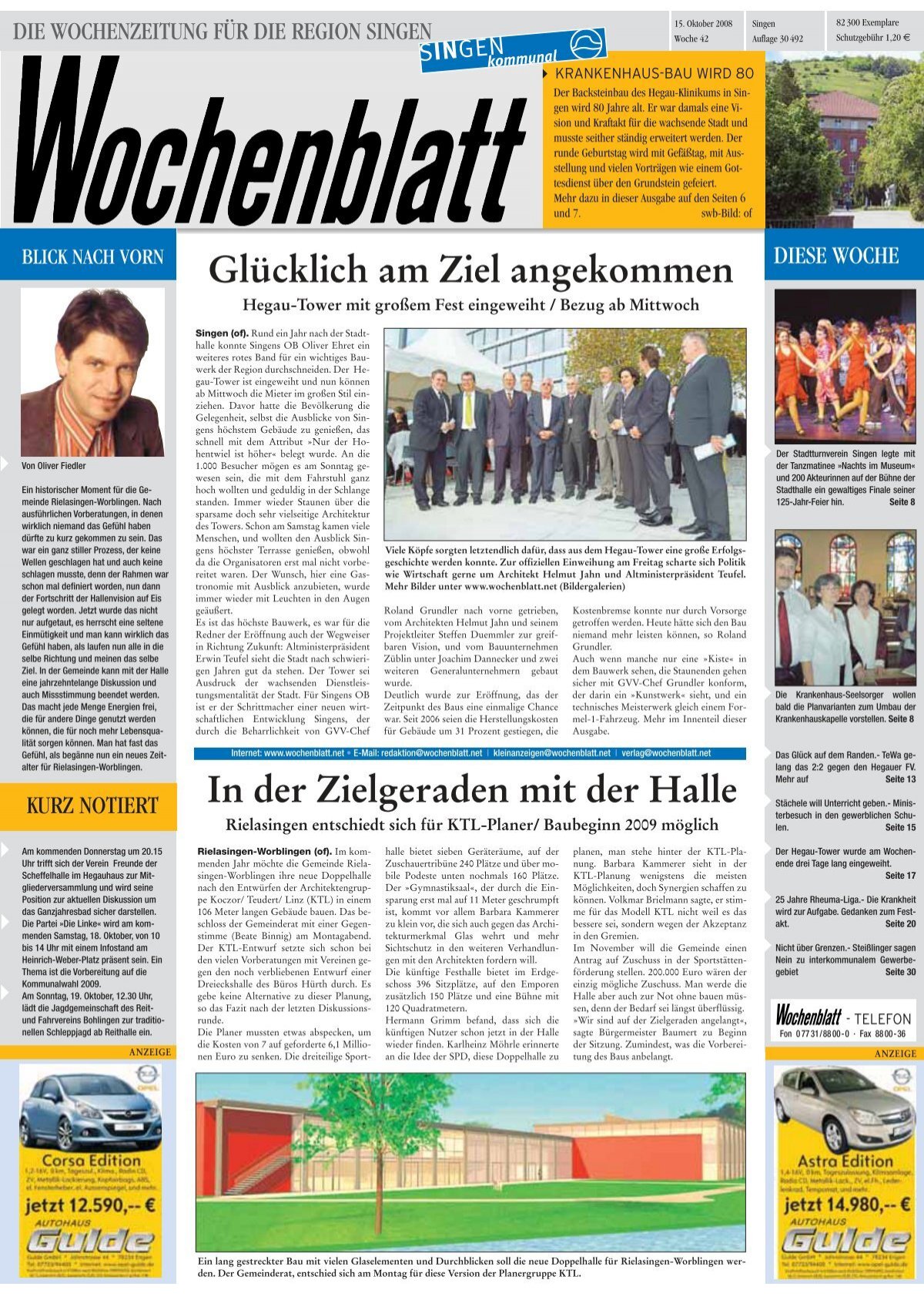 15. Okt. 2008 - Singener Wochenblatt