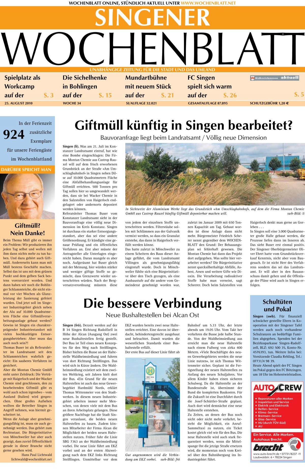 25. Aug. 2010 - Singener Wochenblatt