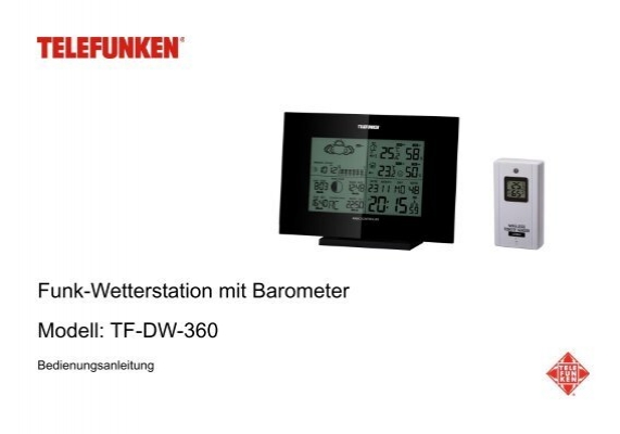 Barometer Funk-Wetterstation mit Telefunken Modell: TF-DW-360 -