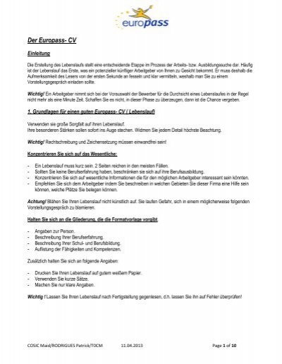 Resume Format Model Cv Europass Tourism Resume At Deutsch
