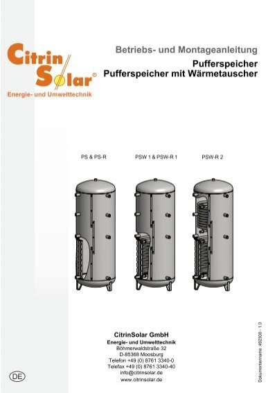 Pufferspeicher DE.book - Citrin Solar