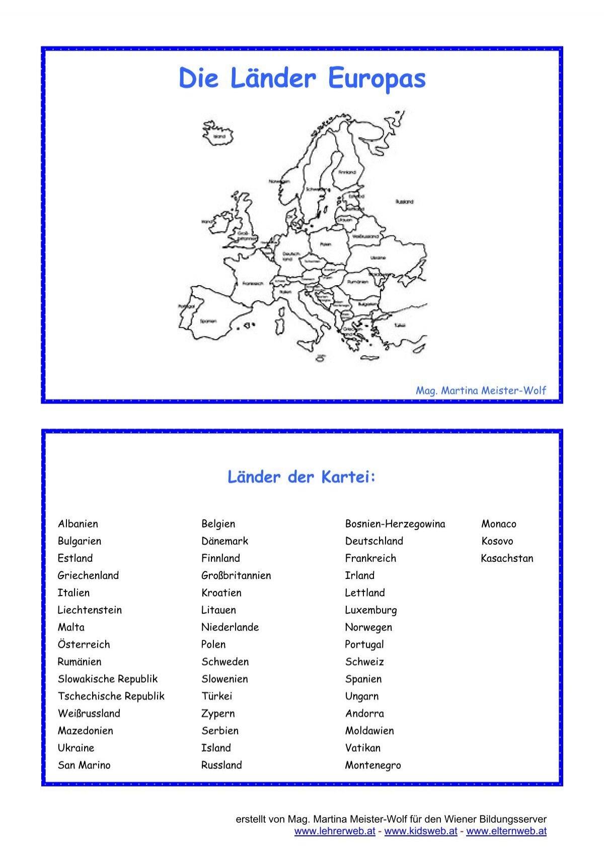 Die Lander Europas Lehrerweb