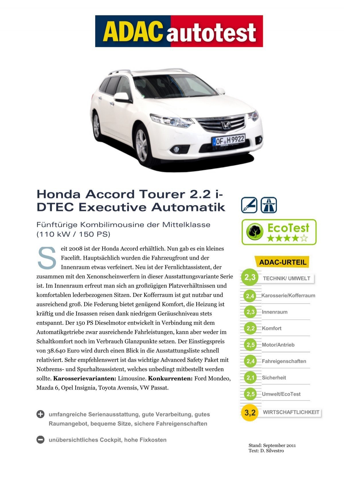 Honda Accord Tourer 2.2 i-DTEC Executive Automatik (DPF) - ADAC