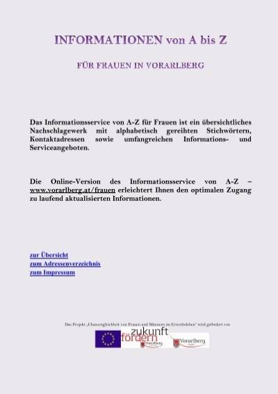 Informationen Von A Z Fa R Frauen In Vorarlberg