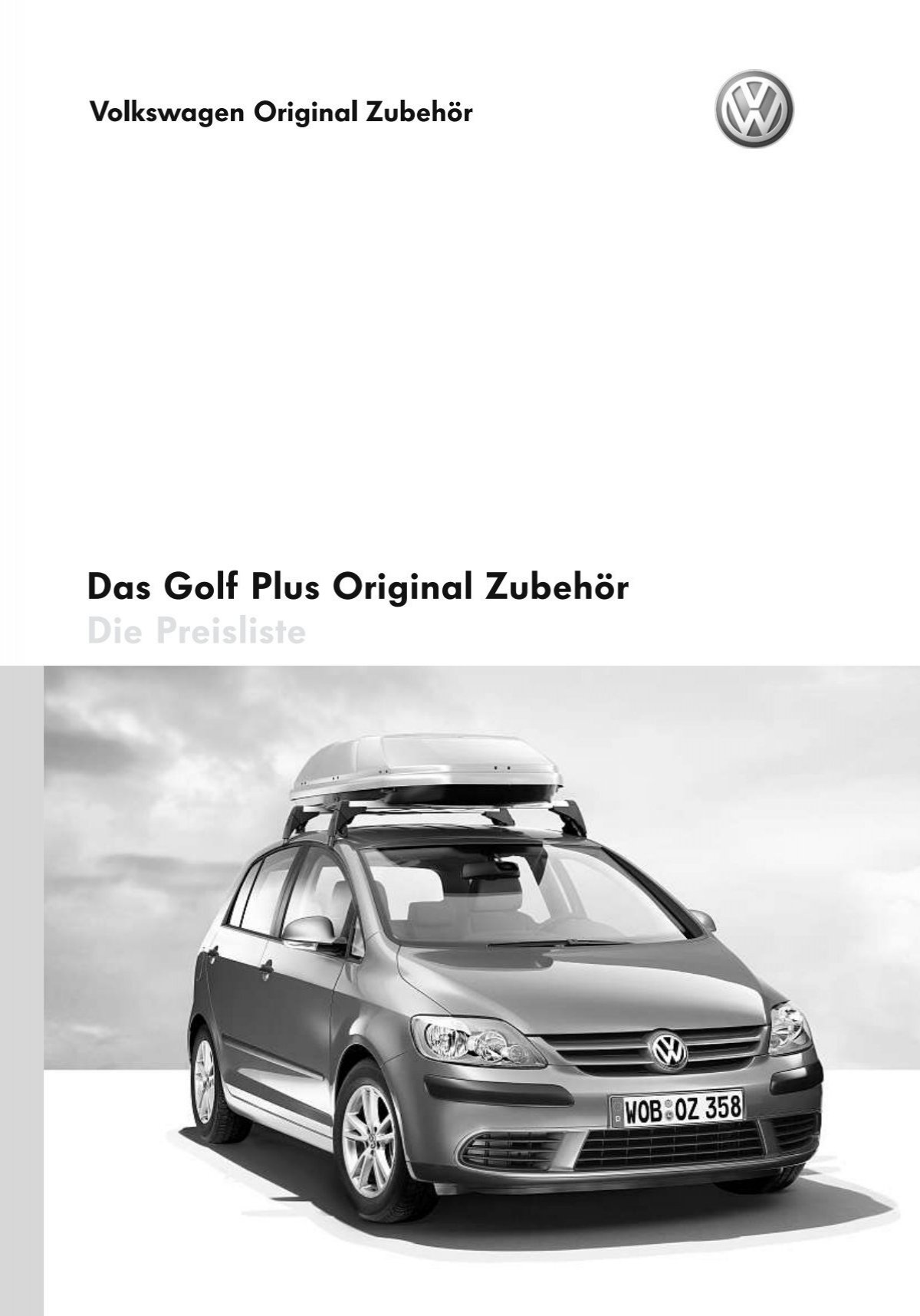 Das Golf Plus Original Zubehör Die Preisliste - Volkswagen Zubehör