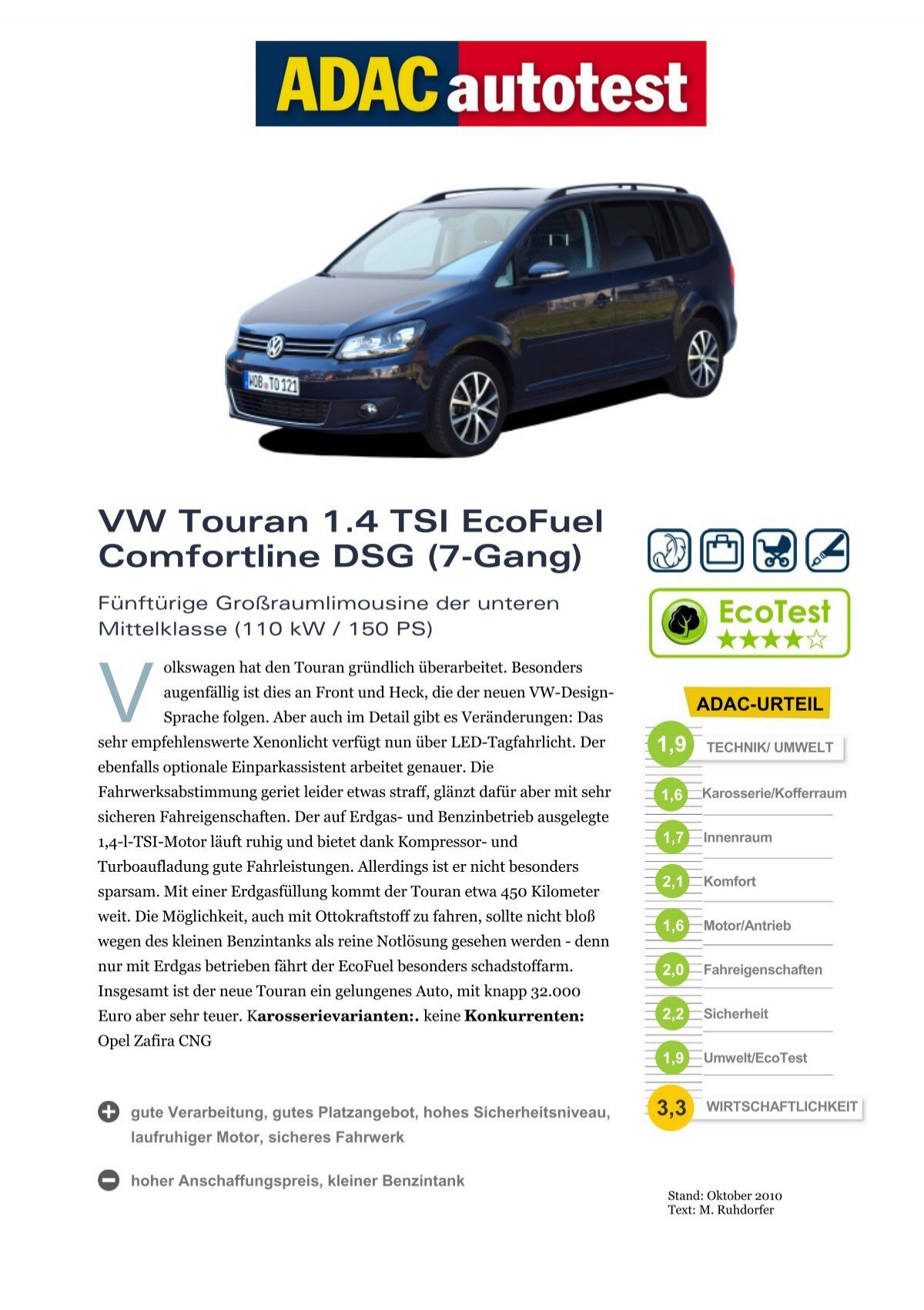 Vw Touran 1 4 Tsi Ecofuel Comfortline Dsg 7 Volkswagen Ag