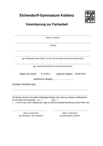 Formular zur Facharbeit - Eichendorff-Gymnasium