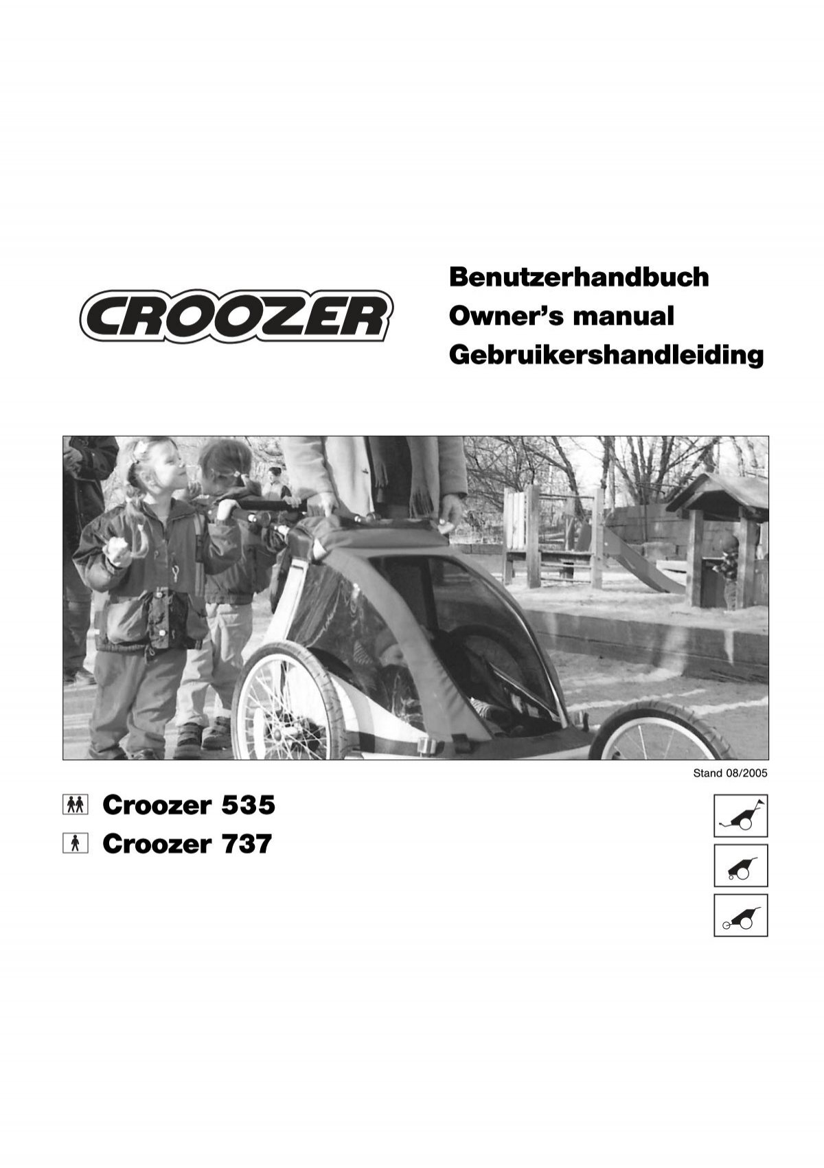 uitvegen bevel Doorbraak Croozer 535 Croozer 737 Benutzerhandbuch ... - Bring-a-Baby
