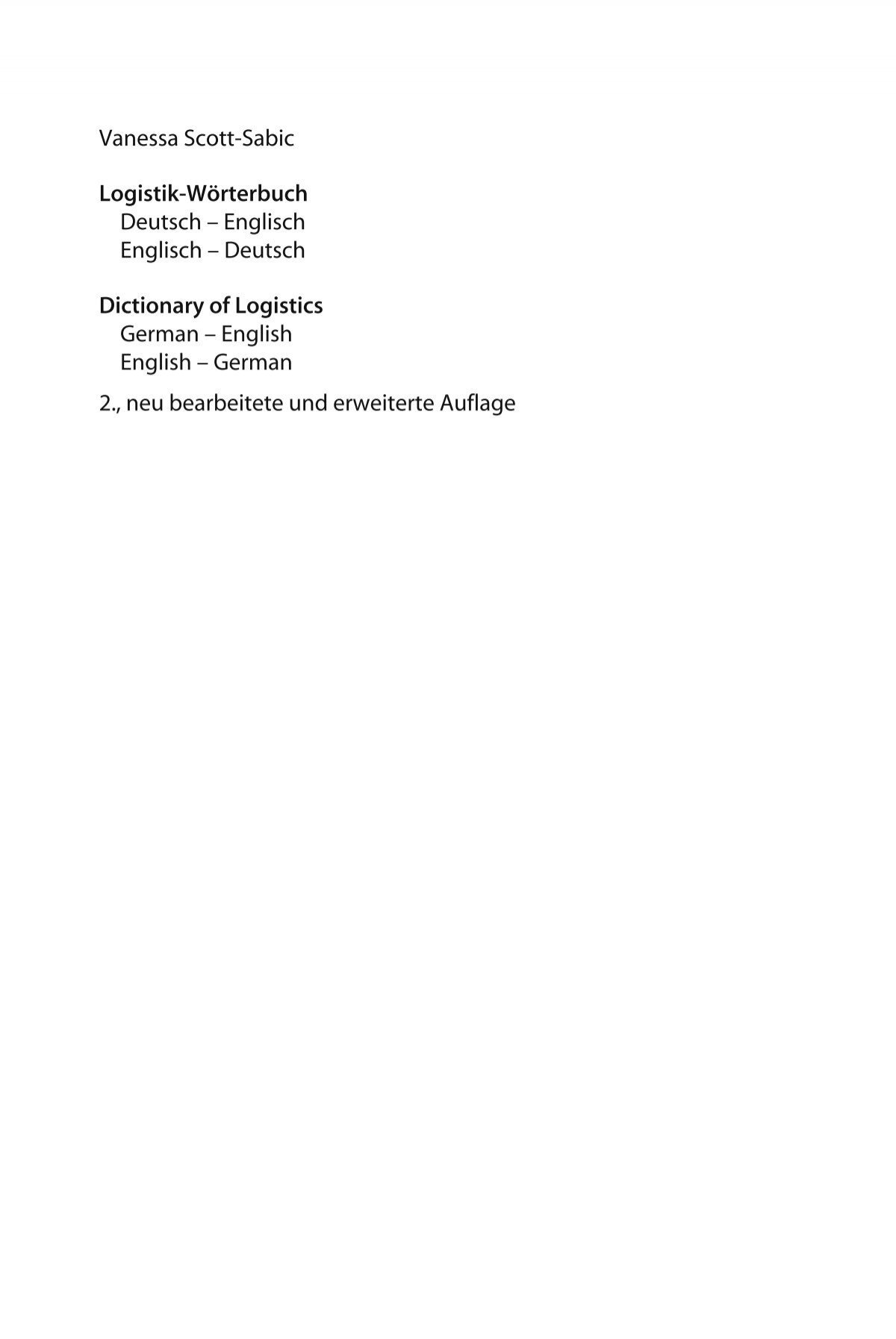 Vanessa Scott Sabic Logistik Worterbuch Deutsch Brussig Online