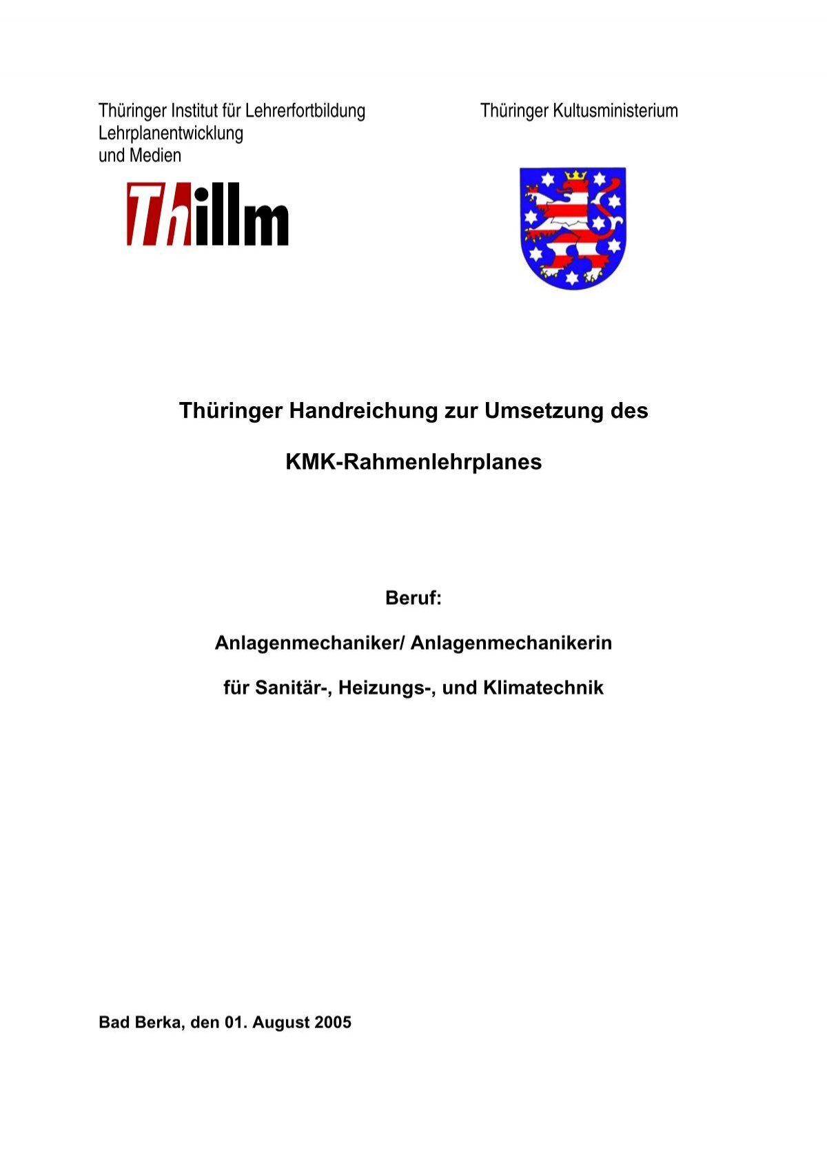 Thüringer Handreichung zur Umsetzung des KMK  - Thillm