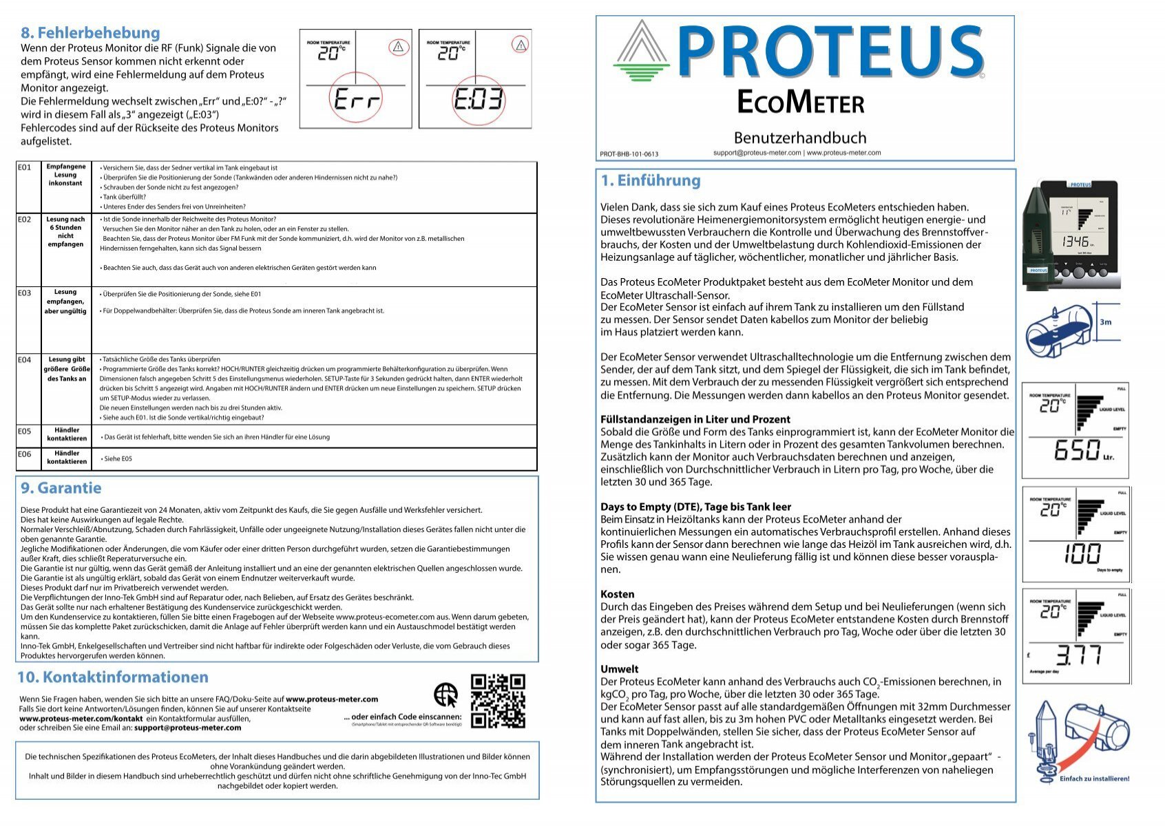 Proteus EcoMeter S - Füllstandsanzeige für z.B. Öltanks