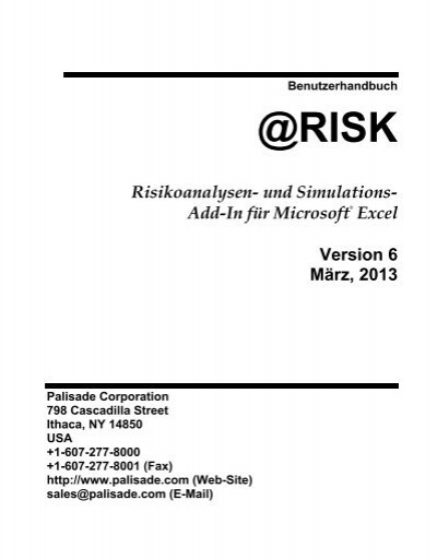 Risk Fur Microsoft Excel Palisade Corporation