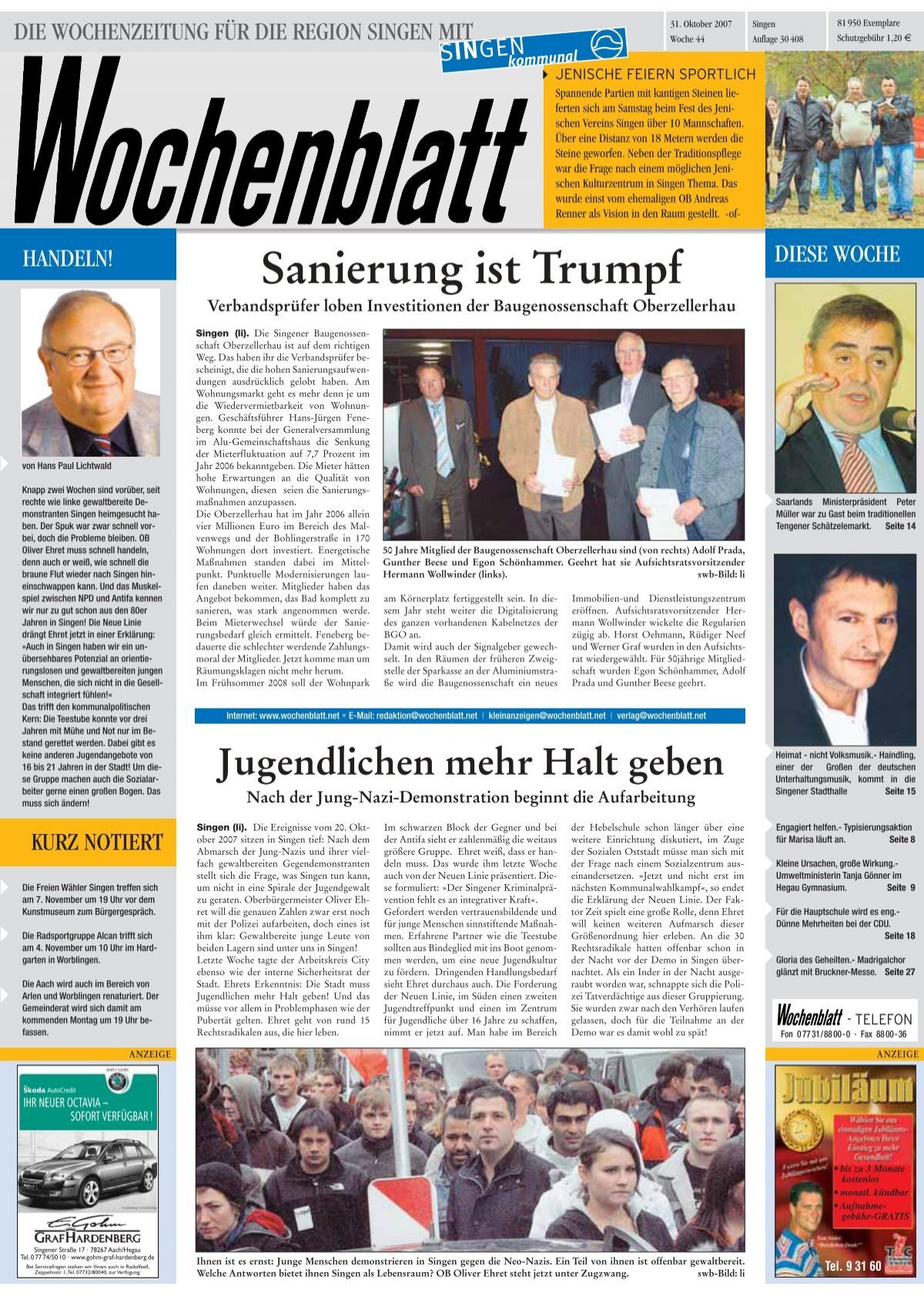 31. Okt. 2007 - Singener Wochenblatt