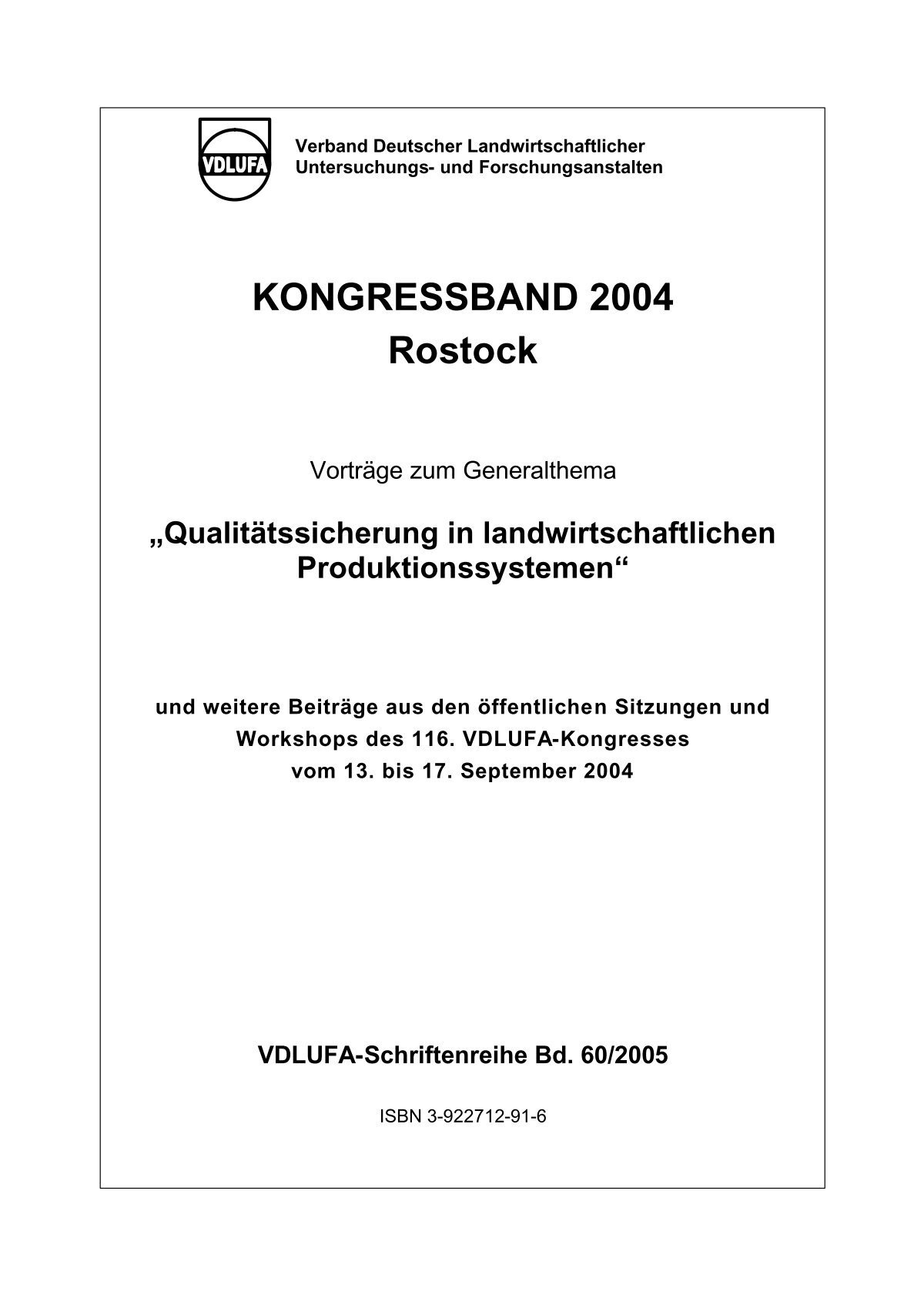 KONGRESSBAND 2004 Rostock - vdlufa