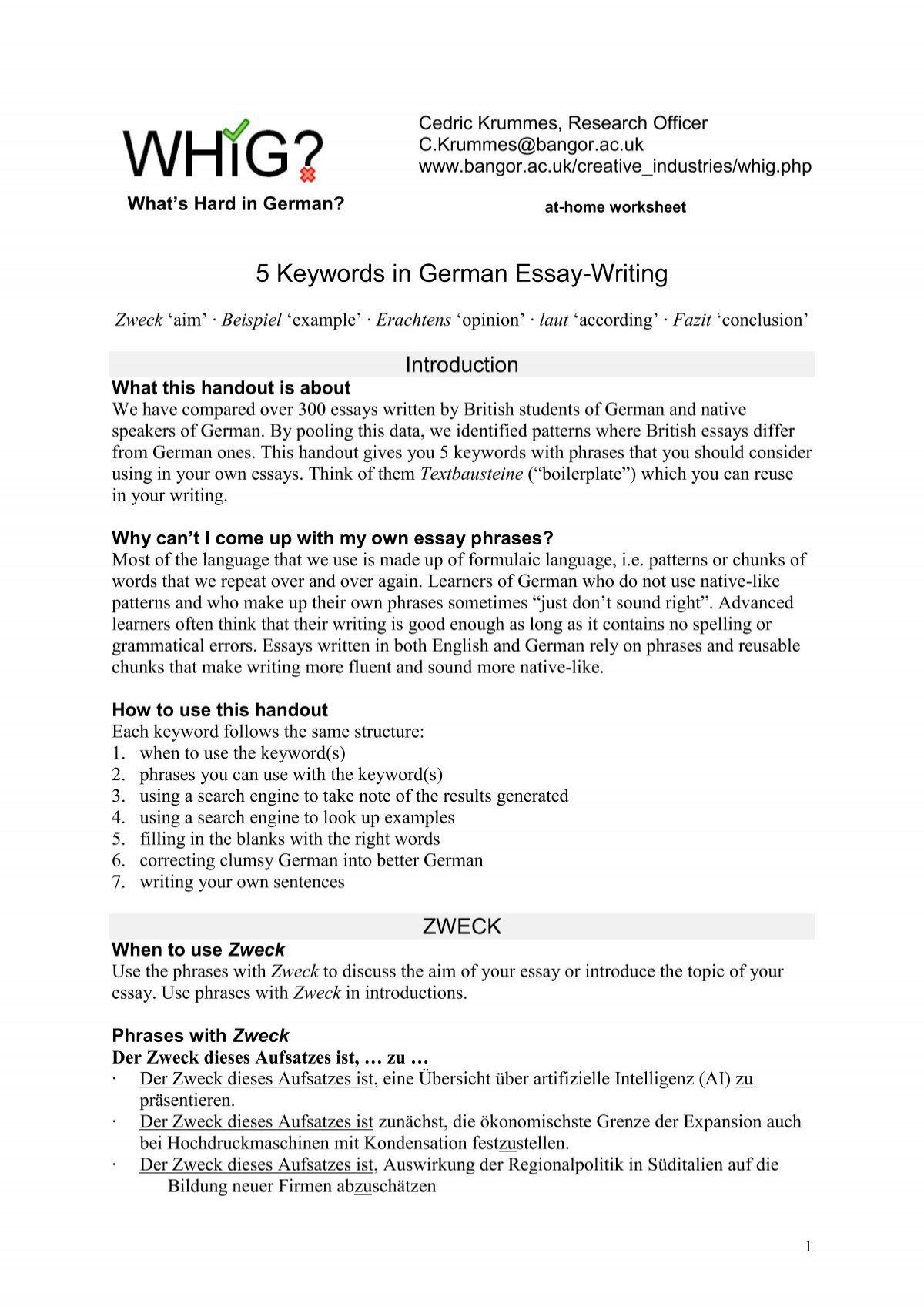 extended essay in german