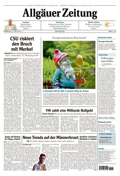 Allgäuer Zeitung Marktoberdorf vom 14. Juni 2018