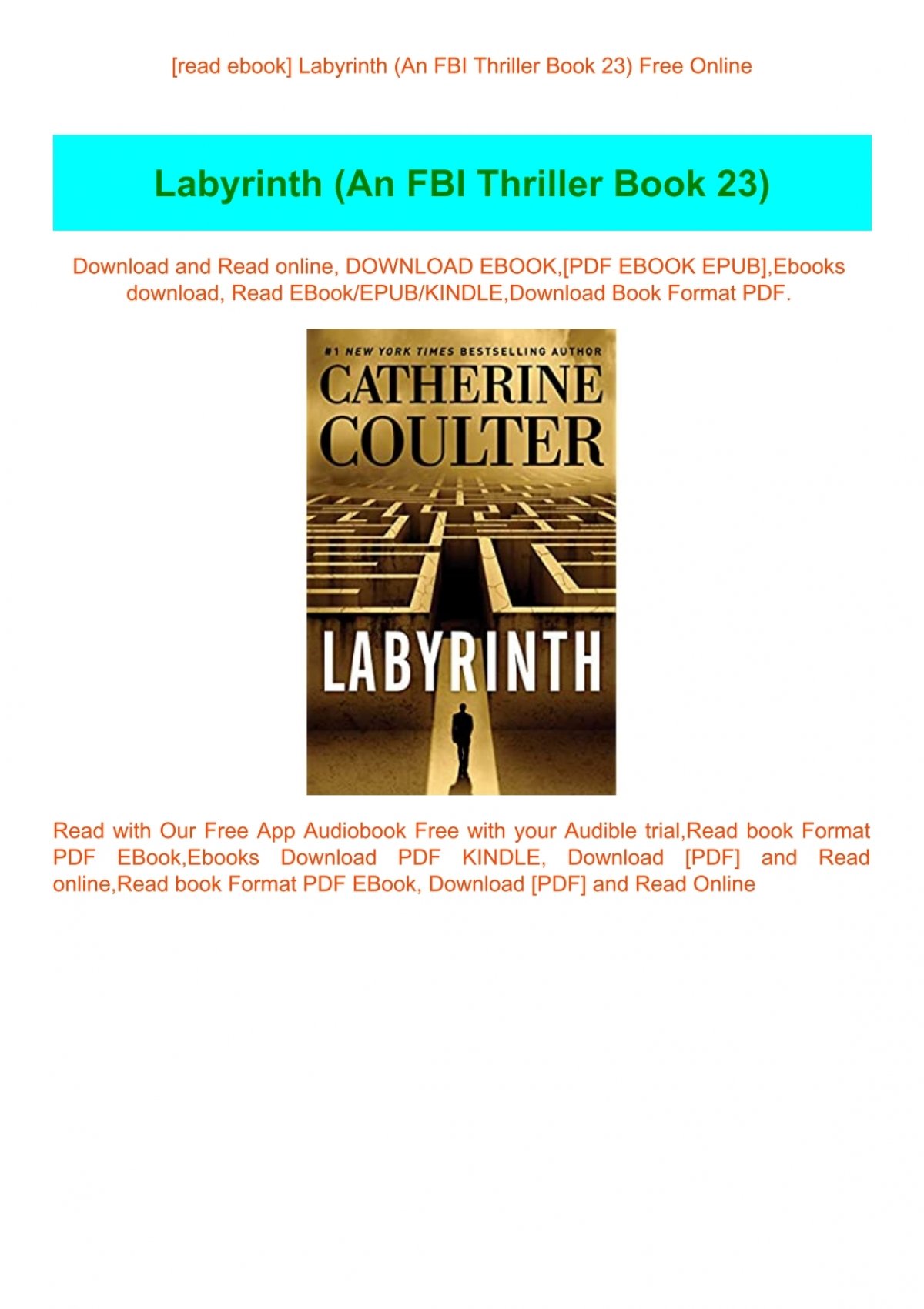 Read Ebook Labyrinth An Fbi Thriller Book 23 Free Online