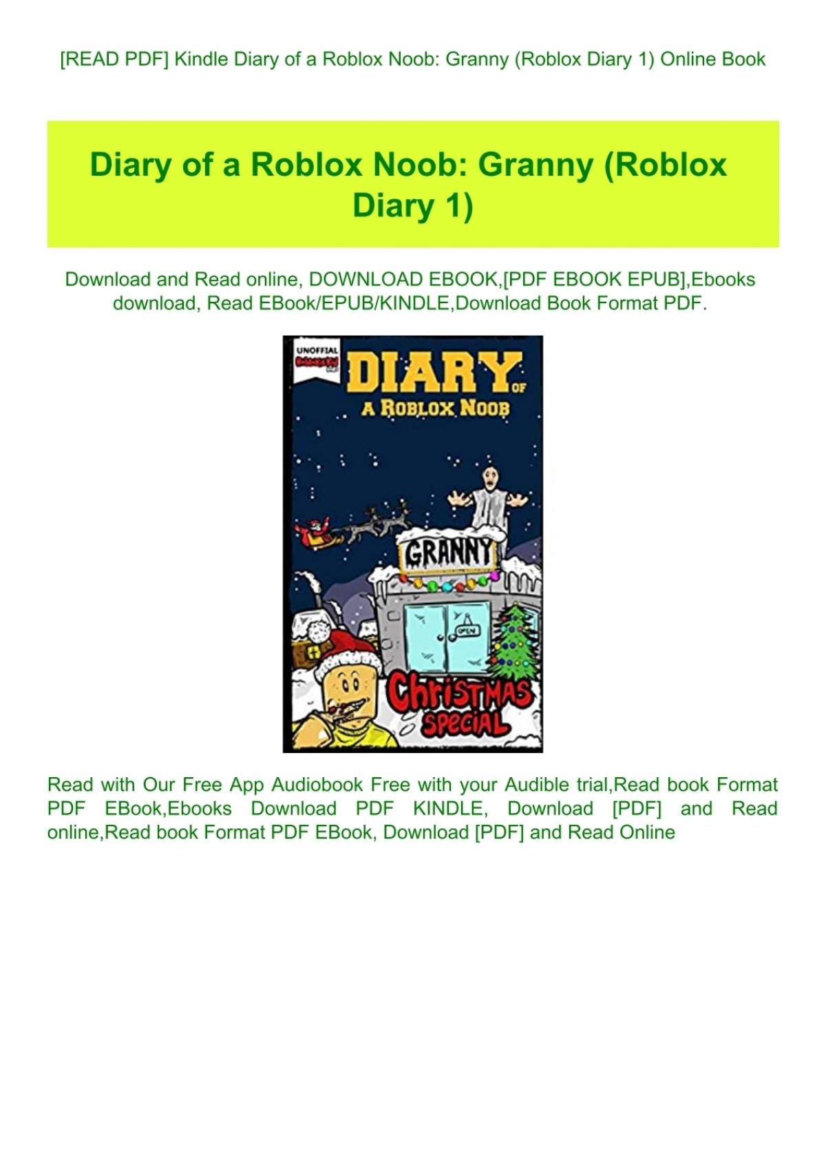 Read Pdf Kindle Diary Of A Roblox Noob Granny Roblox Diary 1 Online Book - roblox books diary of a roblox noob