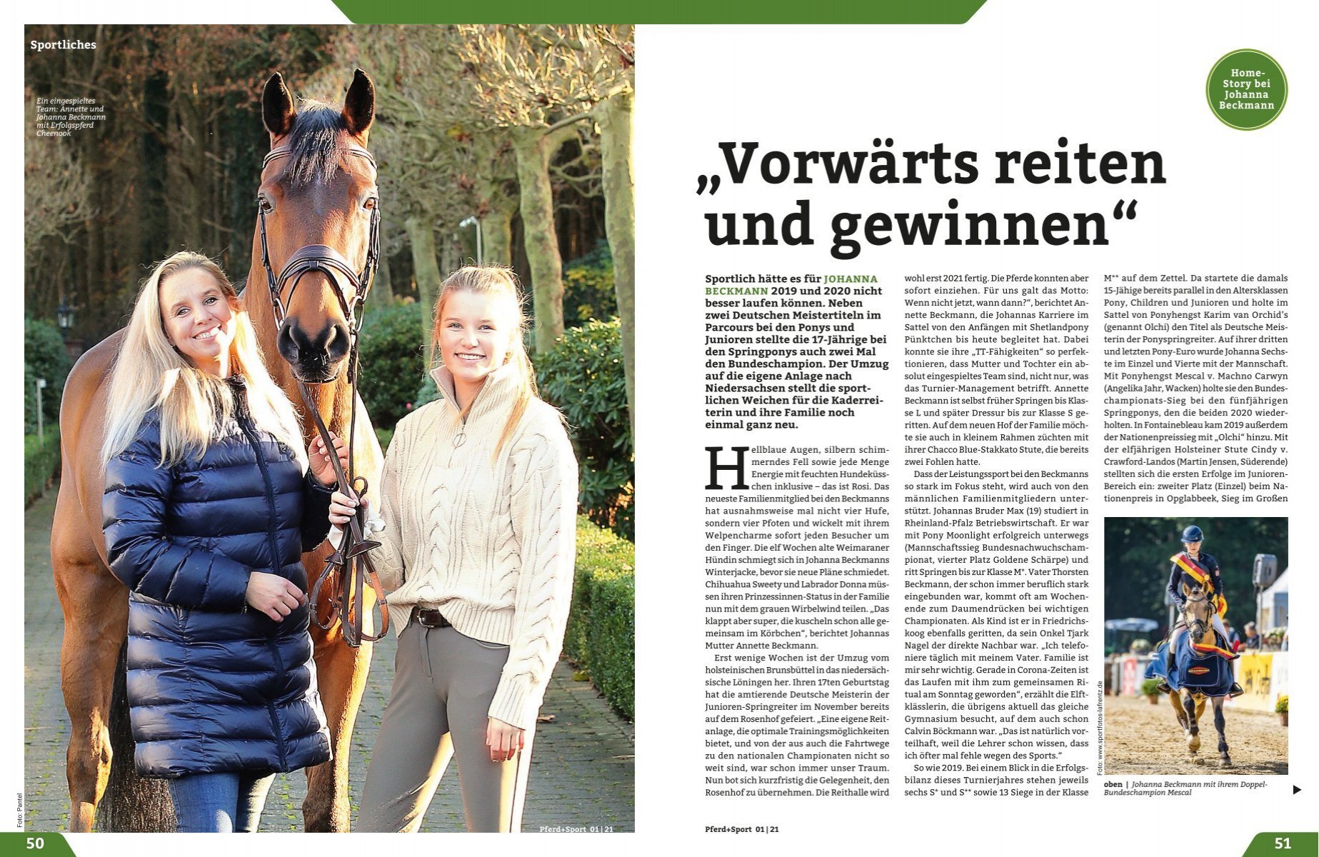 Ko Kostbar Ordinere Pferd+Sport 01/21 - Home-Story bei Johanna Beckmann: „Vorwärts reiten und  gewinnen“