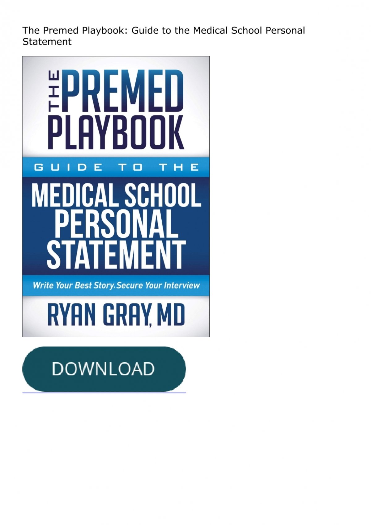 premed playbook personal statement pdf