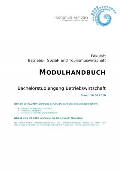 Modulhandbuch Hochschule Kempten