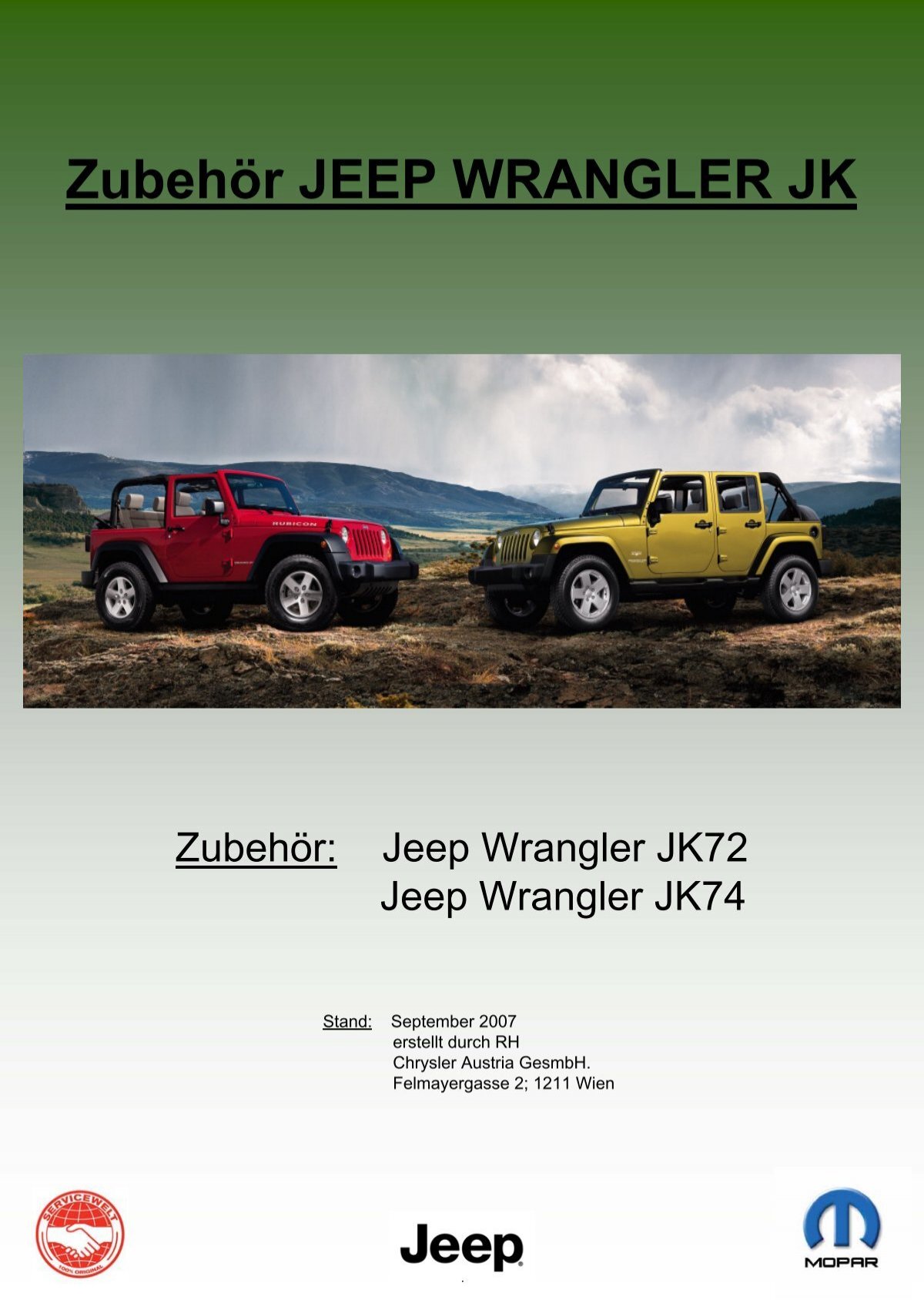 Zubehör Jeep Wrangler JK, Fahrzeugtechnik