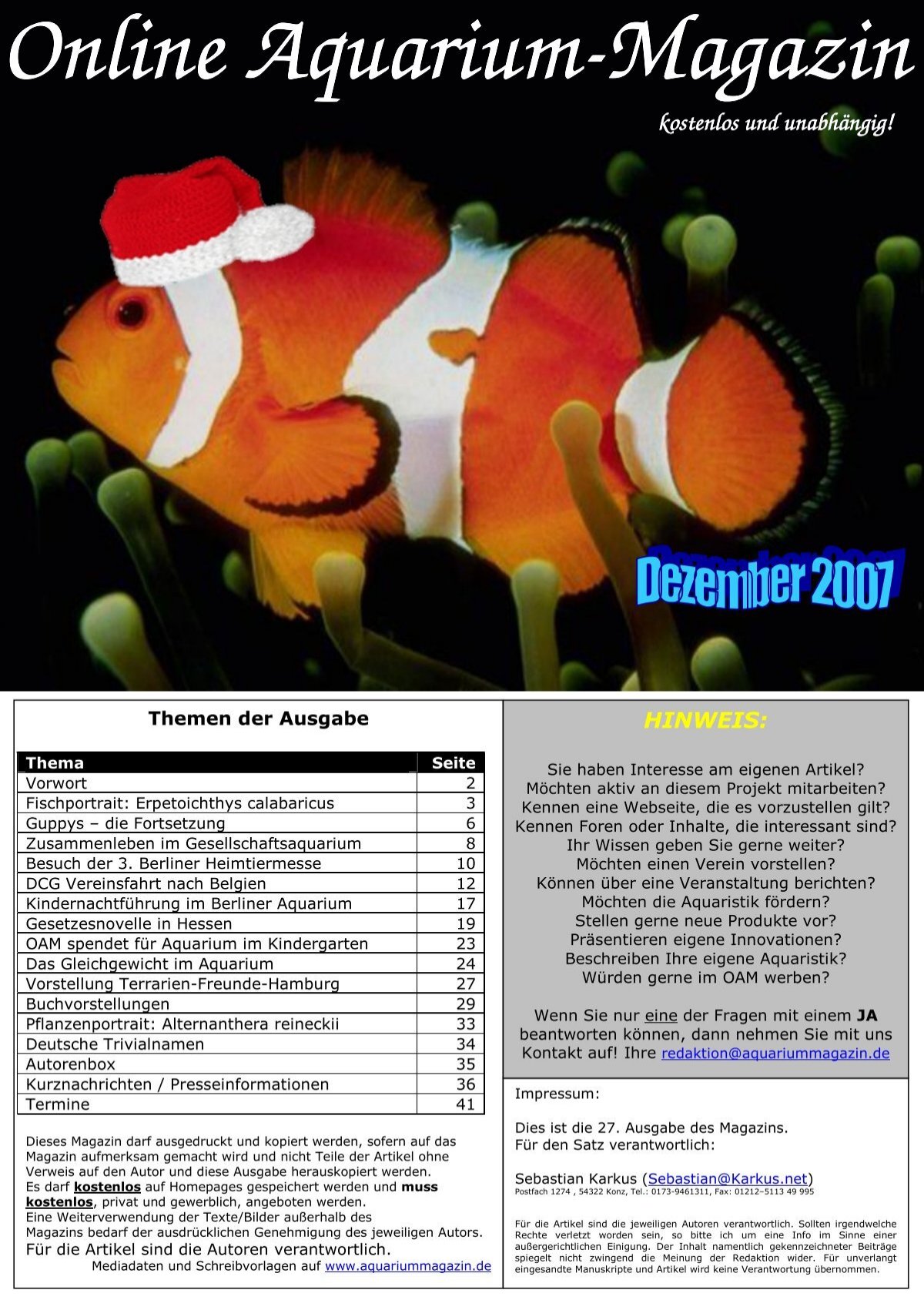 Online Aquarium Online Aquarium Magazin Kostenlos Und
