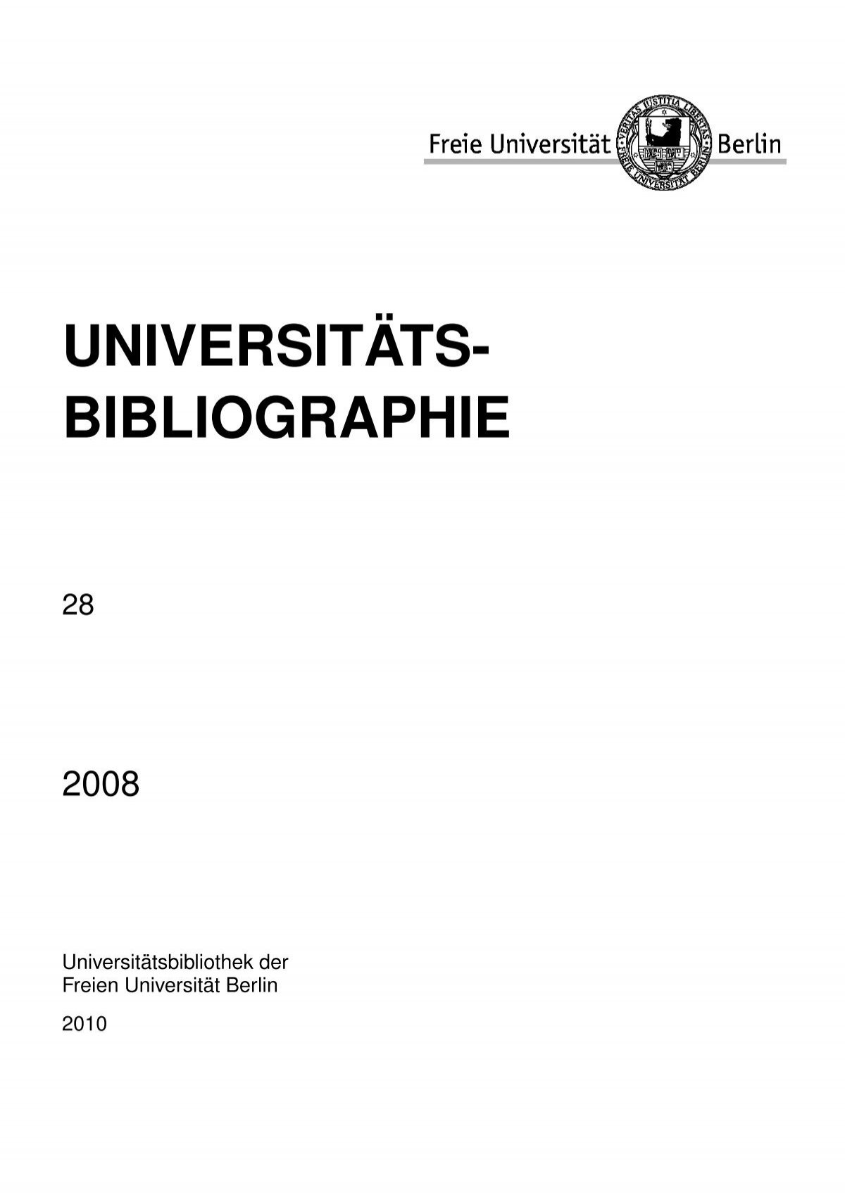 Bibliographie Freie Universitat Berlin
