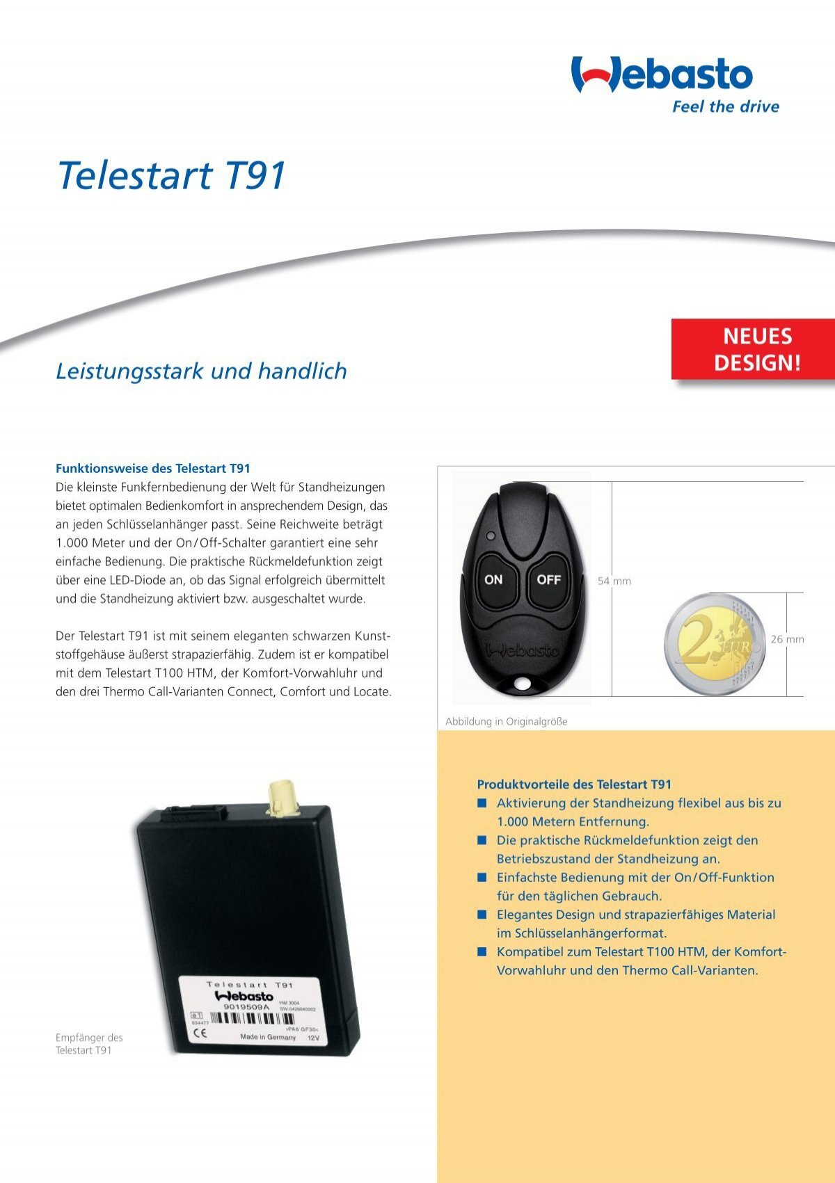 Batterie für Webasto Telestart T91 Funk Fernbedienung Standheizung Hand  Sender