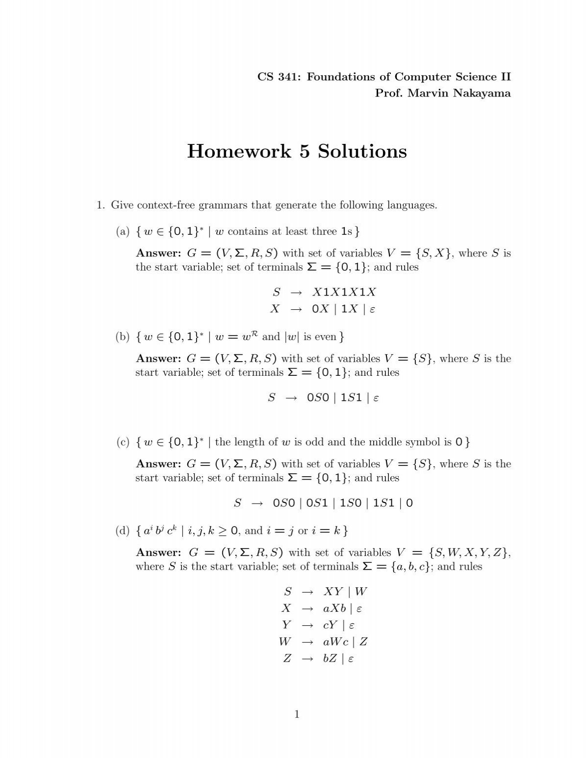 Homework 5 Solutions Njit Edu
