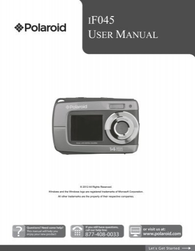 proteger animal Intensivo iF045 Polaroid Digital Camera User Manual - Polaroid | Store