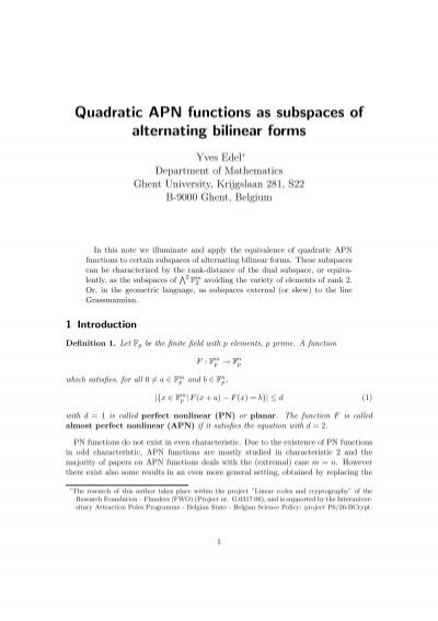 Quadratic APN functions as subspaces of alternating bilinear forms