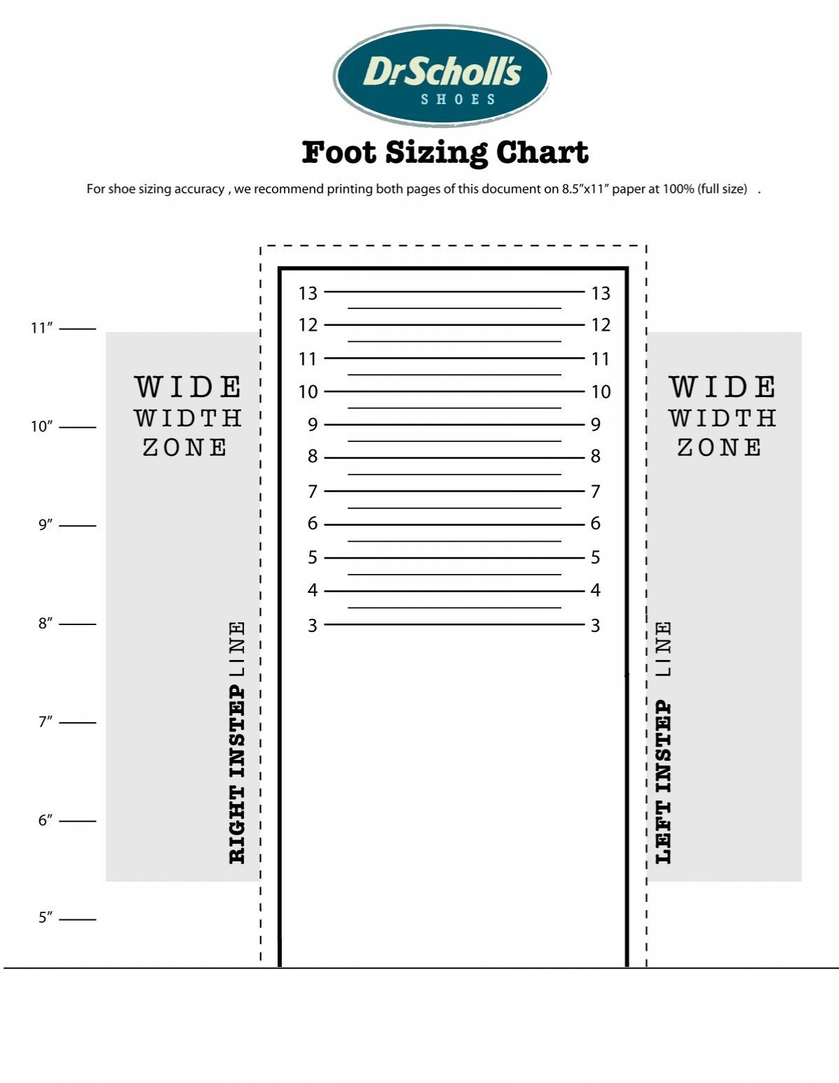 Foot Sizing Chart - Dr. Scholl's Shoes