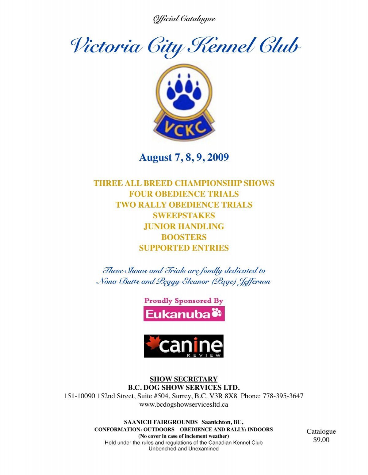 Victoria Kennel Club - BC Dog Show Services