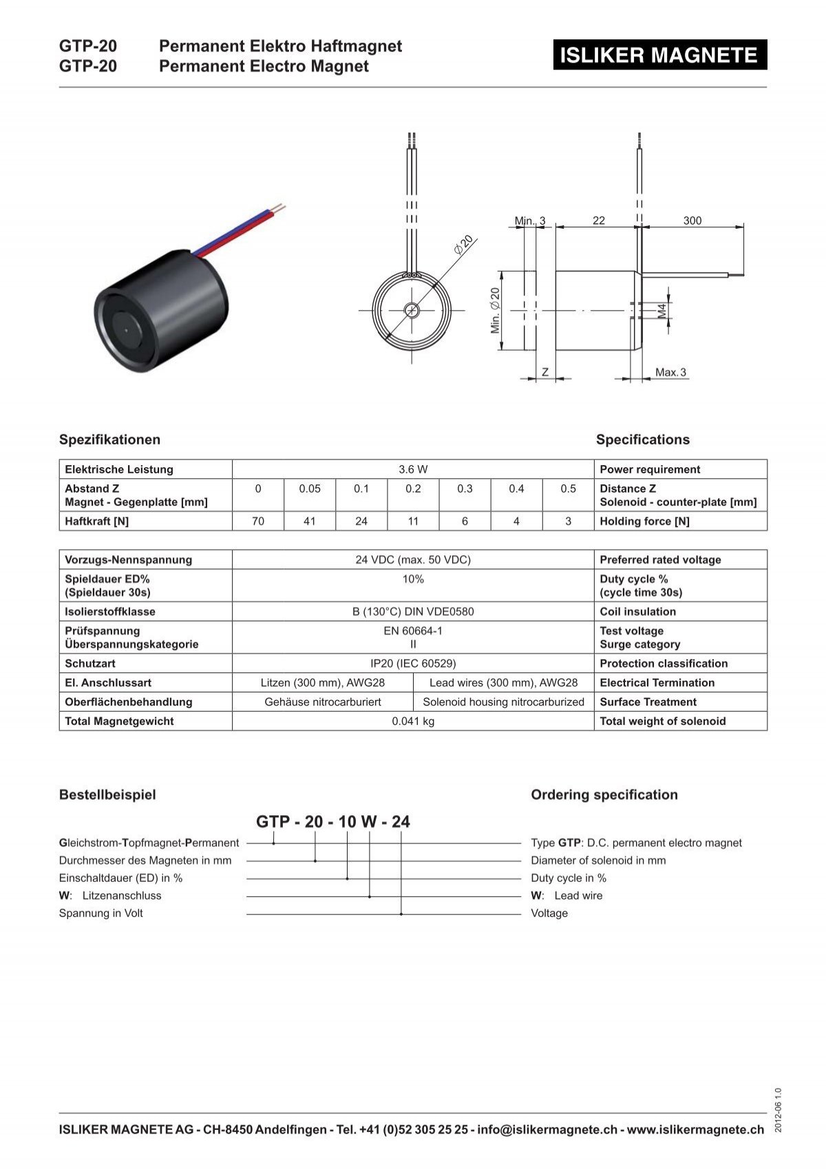 Ventouse électromagnétique - GCH-25.06 - ISLIKER MAGNETE AG - bistable