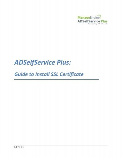 Adselfservice Plus Ssl Installation Guide