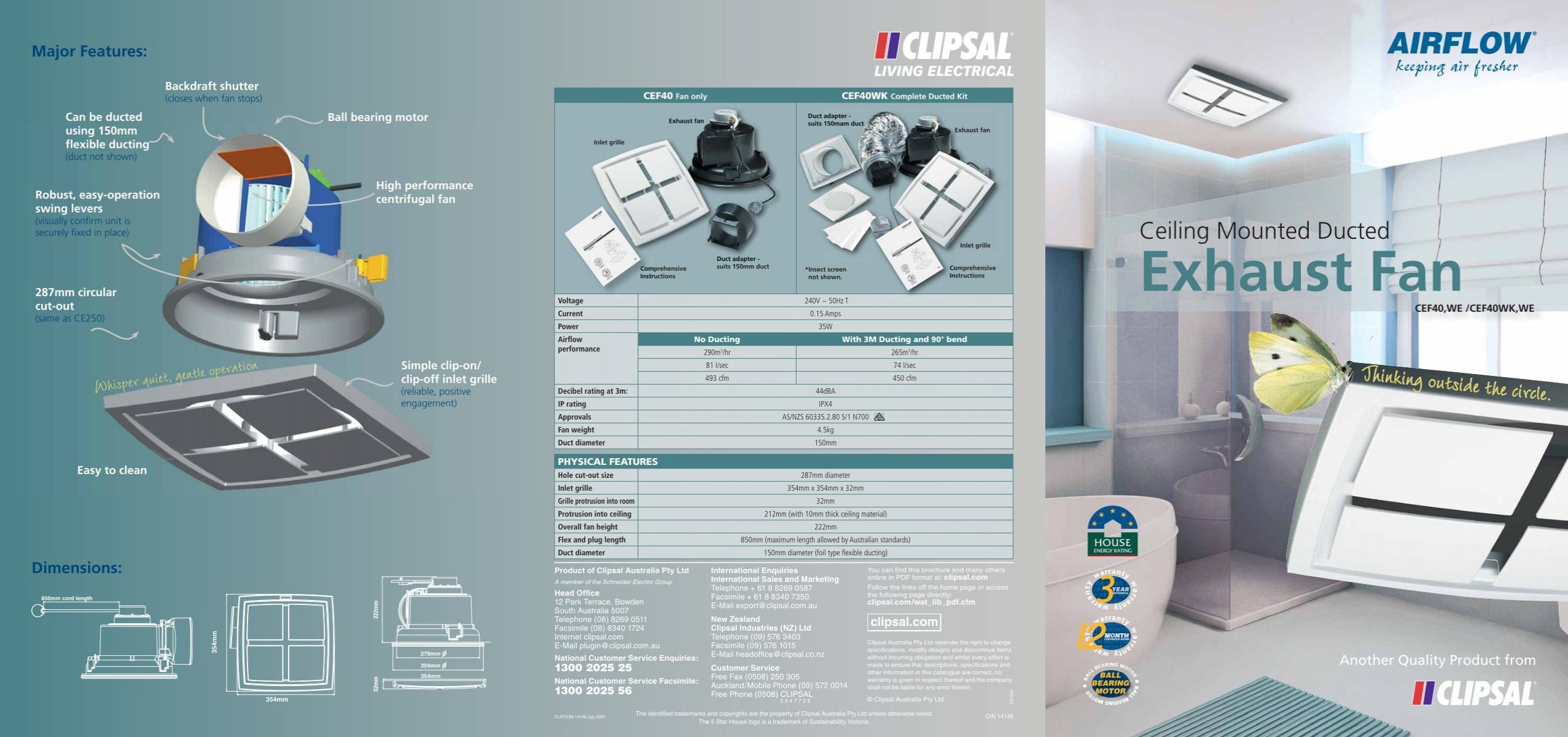 Ceiling Mounted Ducted Exhaust Fan 14146 Clipsal