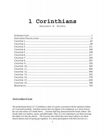 1 Corinthians - Verse-by-Verse Biblical Exegesis