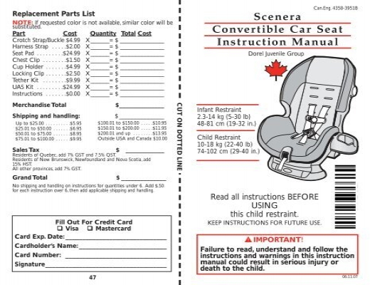Scenera Convertible Car Seat, Safety 1st All In One Convertible Car Seat Instruction Manual