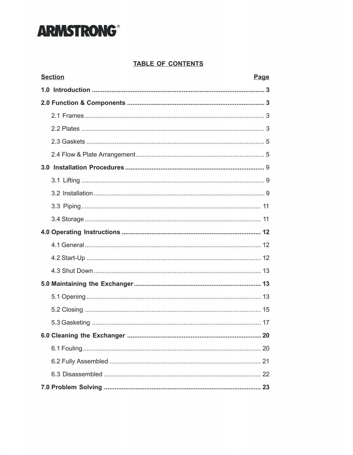 ® TABLE OF CONTENTS Sect