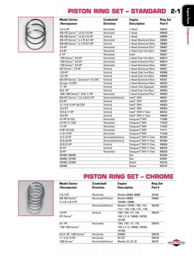 Details about   Briggs & Stratton   Small Engine  Ring Set 292069  AMC-41 