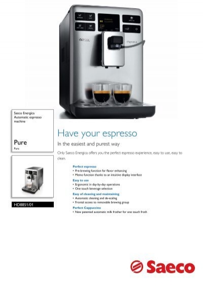 HD8851/01 Saeco Automatic espresso machine - Philips
