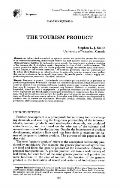characteristics of tourism product pdf
