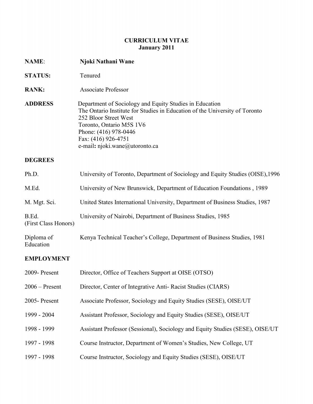 resume template university of toronto