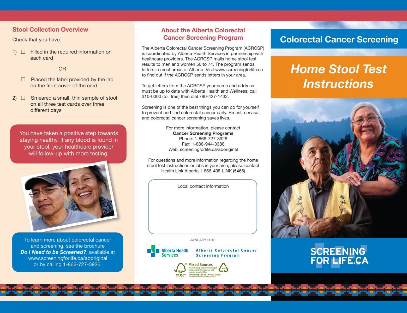 Brochure - Home Stool Test Instructions - Screening for Life